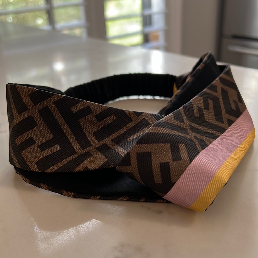 Repurposed Fendi scarf made into a headband